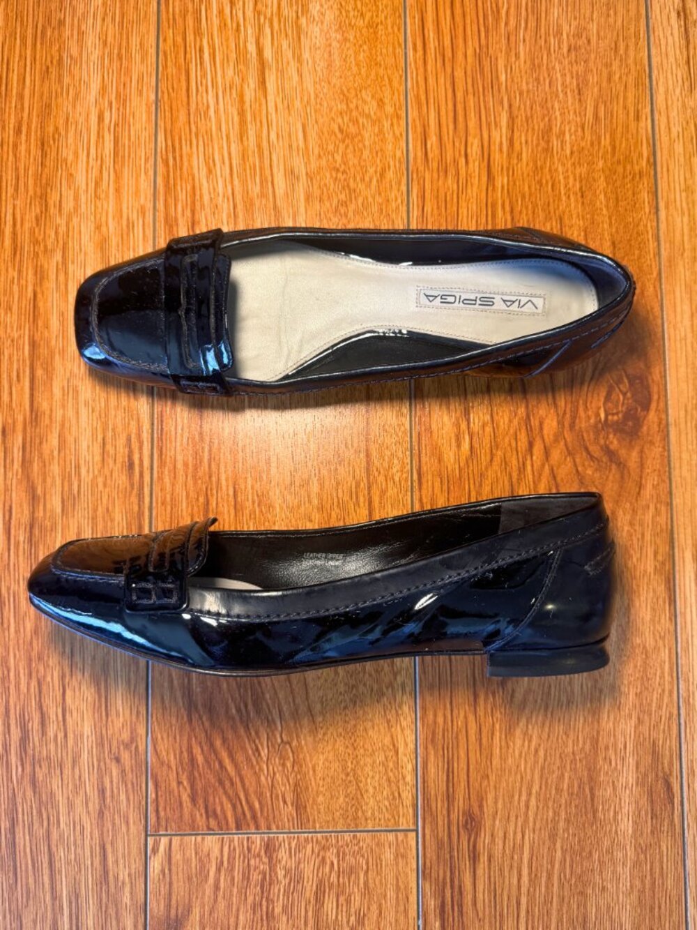 Vintage Via Spiga Black Patent Loafers – Size 6